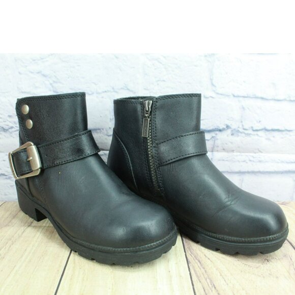 Milwaukee Black Leather Side Zip Motorcycle Riding Ankle Boots Size 8 C - Picture 3 of 9